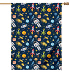 Pixel Space Pattern Print House Flag