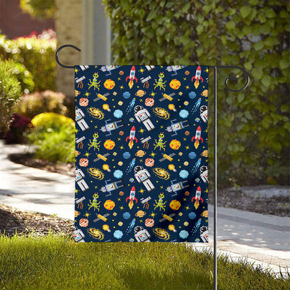 Pixel Space Pattern Print House Flag