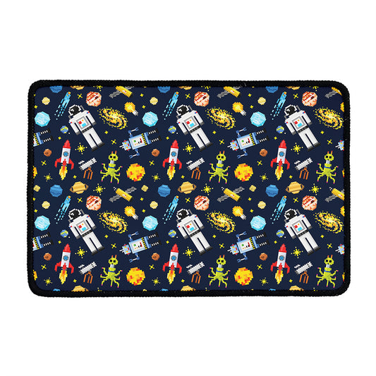 Pixel Space Pattern Print Kitchen Mat