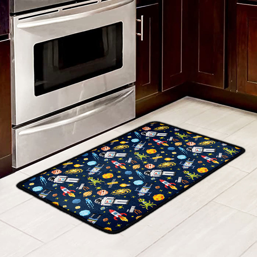 Pixel Space Pattern Print Kitchen Mat