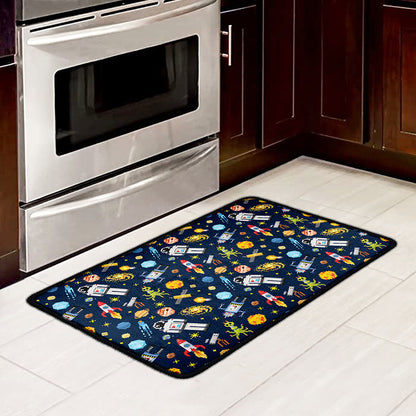 Pixel Space Pattern Print Kitchen Mat