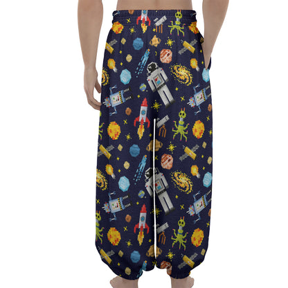 Pixel Space Pattern Print Lantern Pants