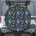 Pixel Space Pattern Print Leather Spare Tire Cover
