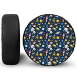 Pixel Space Pattern Print Leather Spare Tire Cover