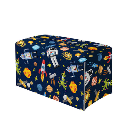 Pixel Space Pattern Print Leather Tissue Box Cover