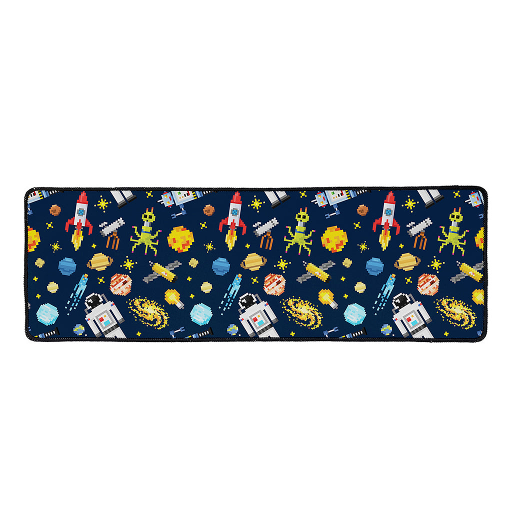 Pixel Space Pattern Print Long Kitchen Mat