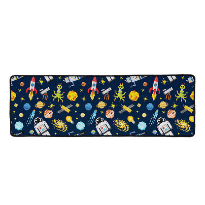 Pixel Space Pattern Print Long Kitchen Mat