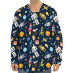 Pixel Space Pattern Print Long Sleeve Baseball Jersey
