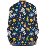 Pixel Space Pattern Print Long Sleeve Baseball Jersey