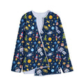 Pixel Space Pattern Print Long Sleeve Short Coat