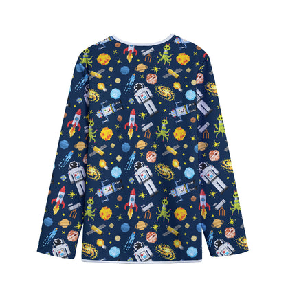 Pixel Space Pattern Print Long Sleeve Short Coat