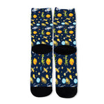 Pixel Space Pattern Print Long Socks