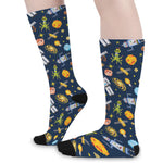 Pixel Space Pattern Print Long Socks