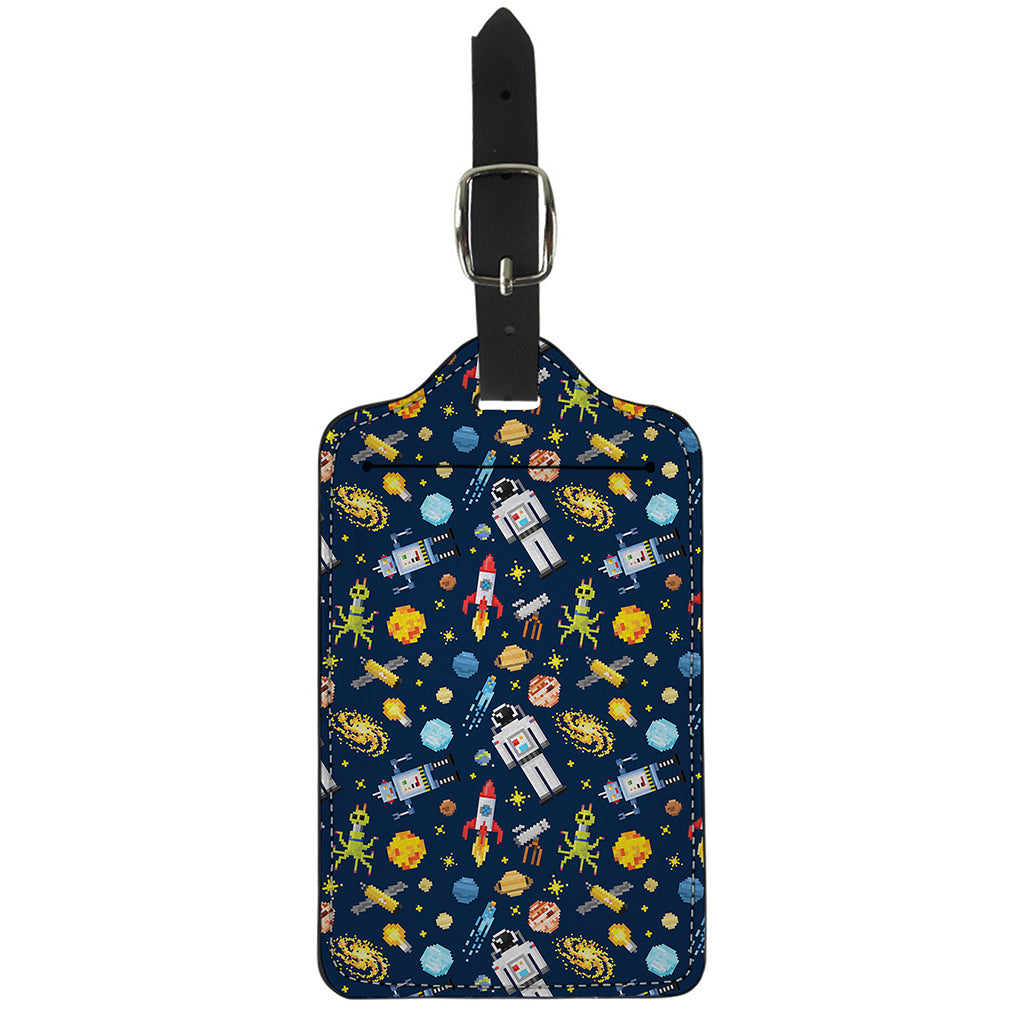 Pixel Space Pattern Print Luggage Tag