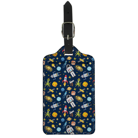 Pixel Space Pattern Print Luggage Tag