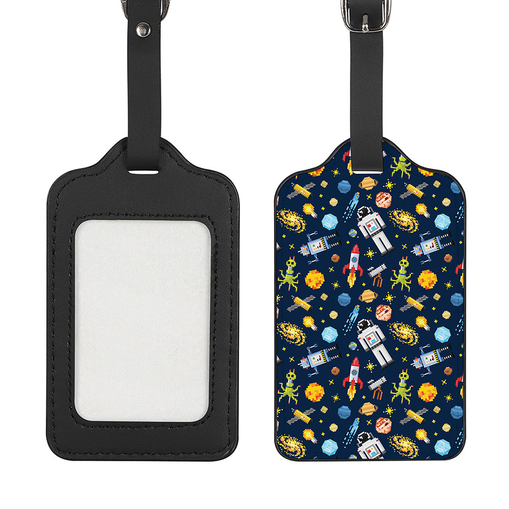 Pixel Space Pattern Print Luggage Tag