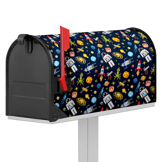 Pixel Space Pattern Print Mailbox Cover