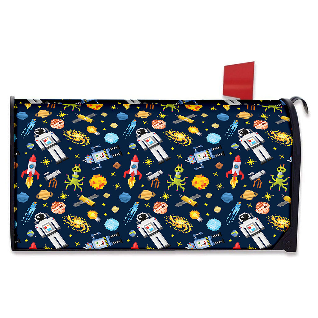 Pixel Space Pattern Print Mailbox Cover