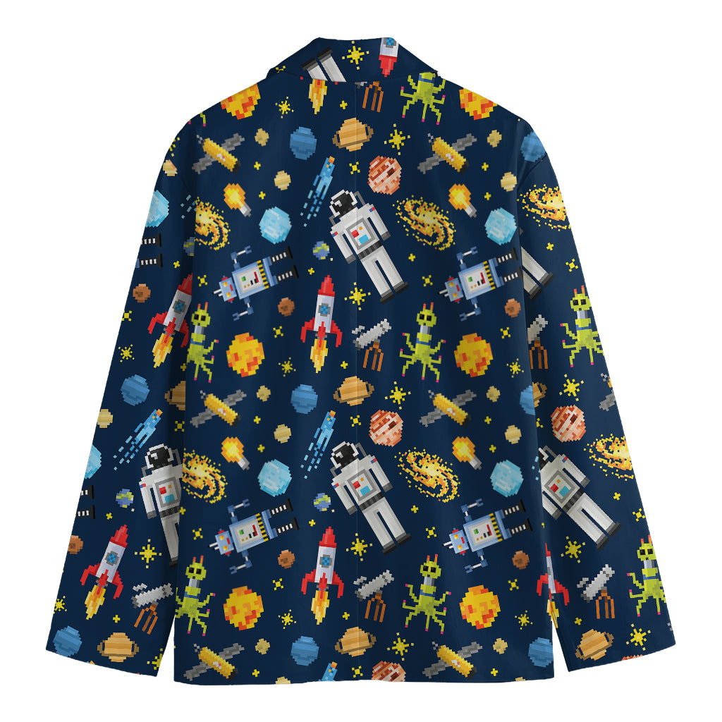Pixel Space Pattern Print Men's Blazer