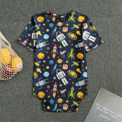 Pixel Space Pattern Print Men's Bodysuit