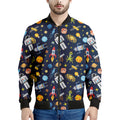 Pixel Space Pattern Print Men's Bomber Jacket