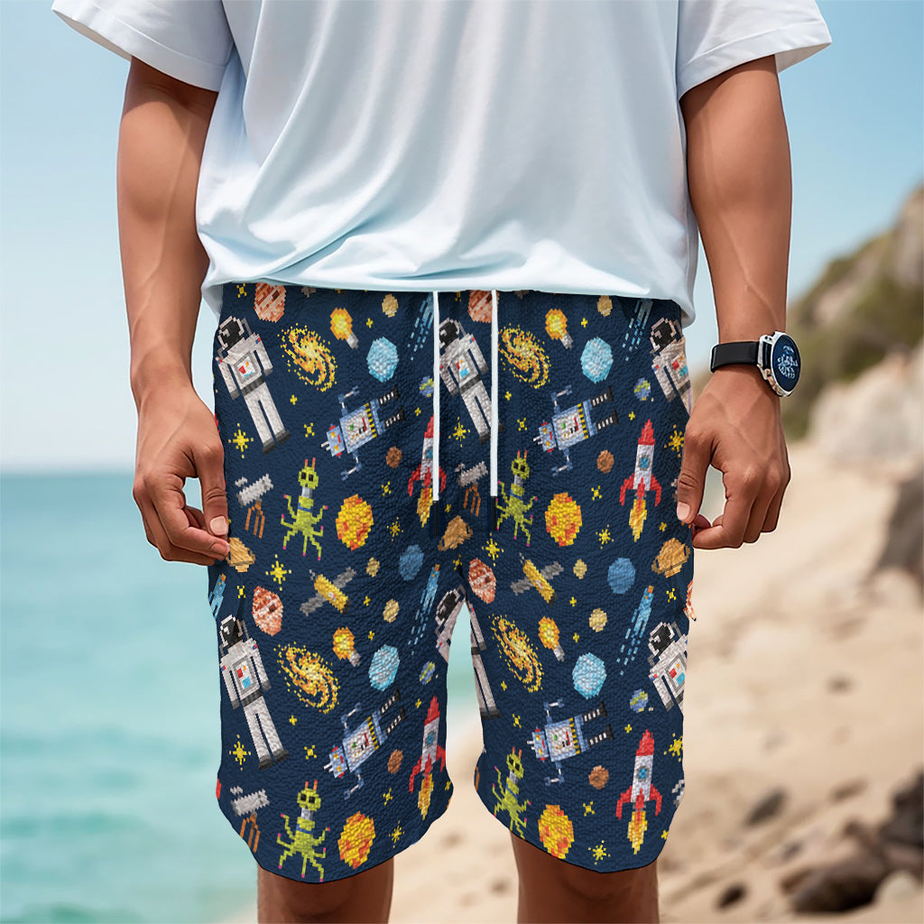 Pixel Space Pattern Print Men's Cargo Shorts