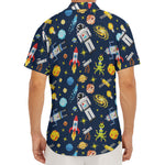 Pixel Space Pattern Print Men's Deep V-Neck Shirt