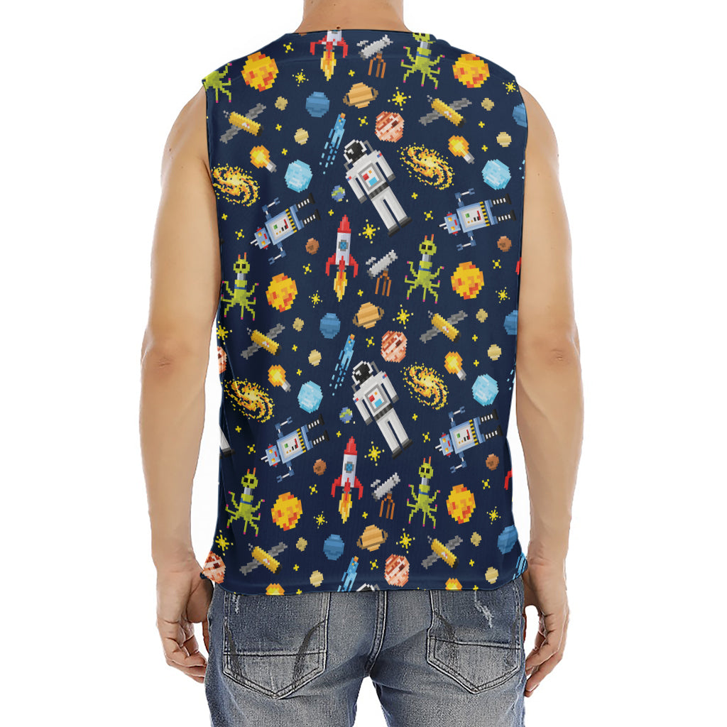Pixel Space Pattern Print Men's Fitness Tank Top