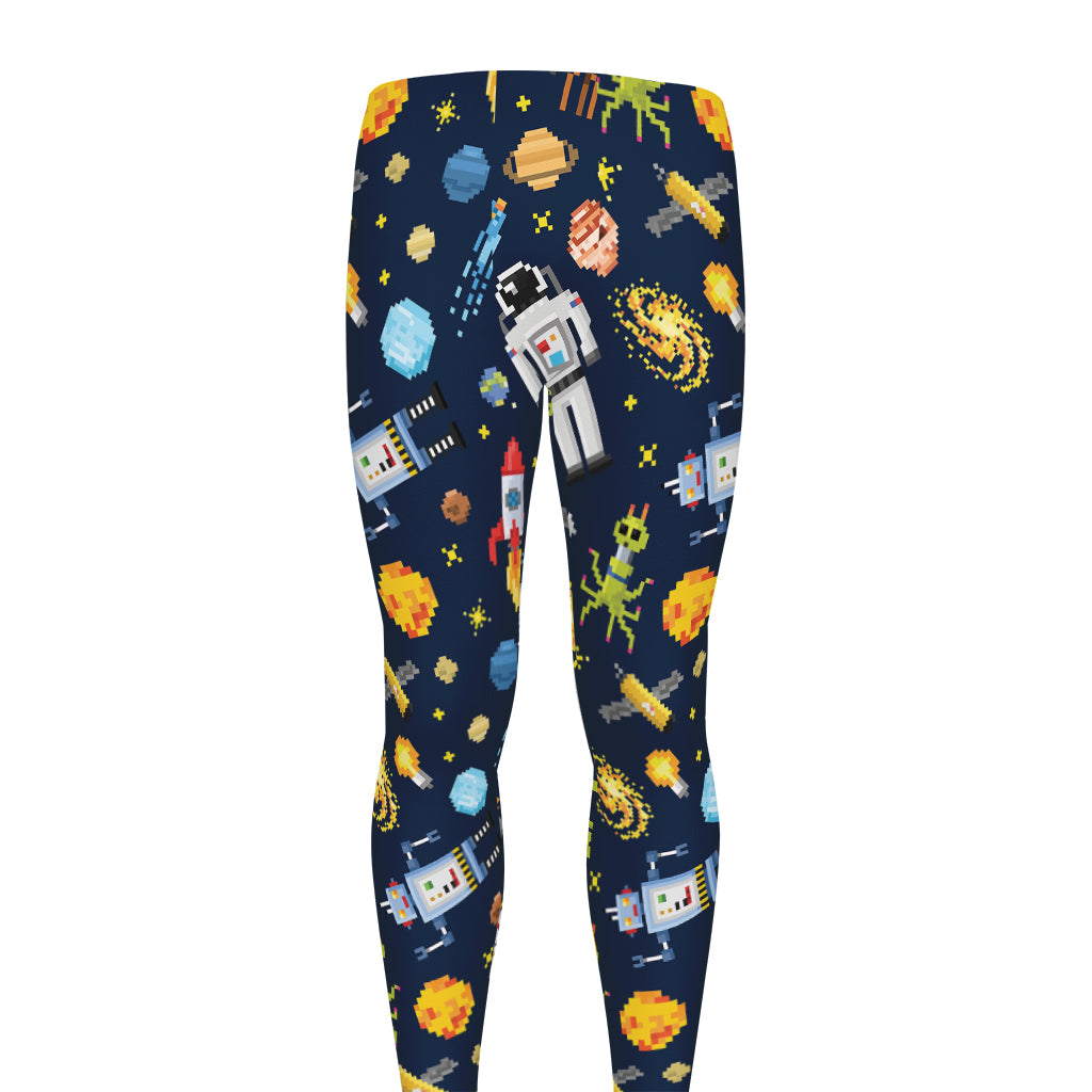Pixel Space Pattern Print Men's leggings