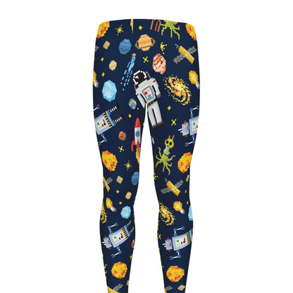 Pixel Space Pattern Print Men's leggings