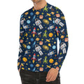 Pixel Space Pattern Print Men's Long Sleeve Rash Guard