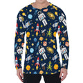 Pixel Space Pattern Print Men's Long Sleeve T-Shirt