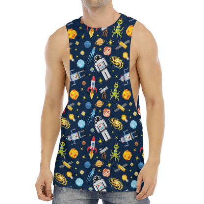 Pixel Space Pattern Print Men's Muscle Tank Top