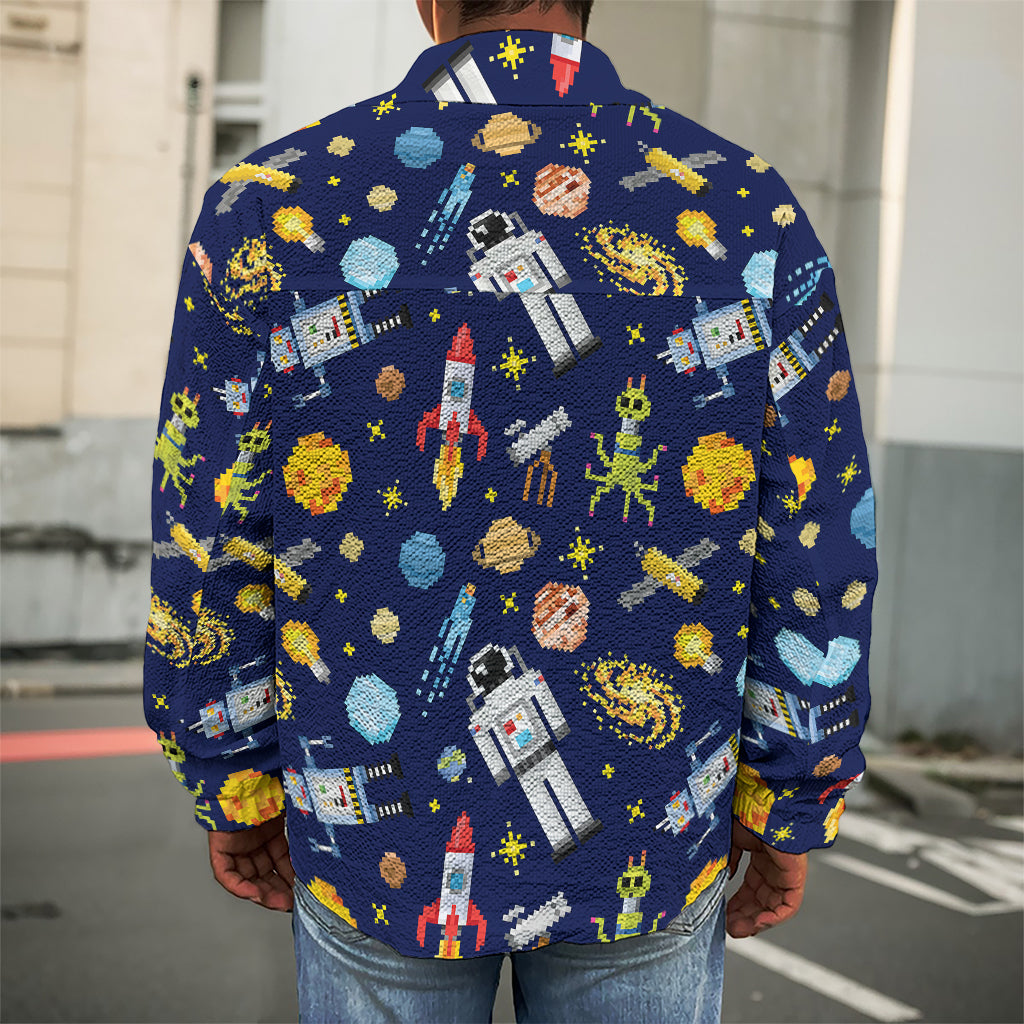 Pixel Space Pattern Print Men's Shirt Jacket