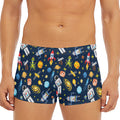 Pixel Space Pattern Print Men's Short Boxer Briefs
