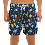 Pixel Space Pattern Print Men's Split Running Shorts