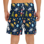 Pixel Space Pattern Print Men's Split Running Shorts