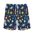 Pixel Space Pattern Print Men's Athletic Shorts