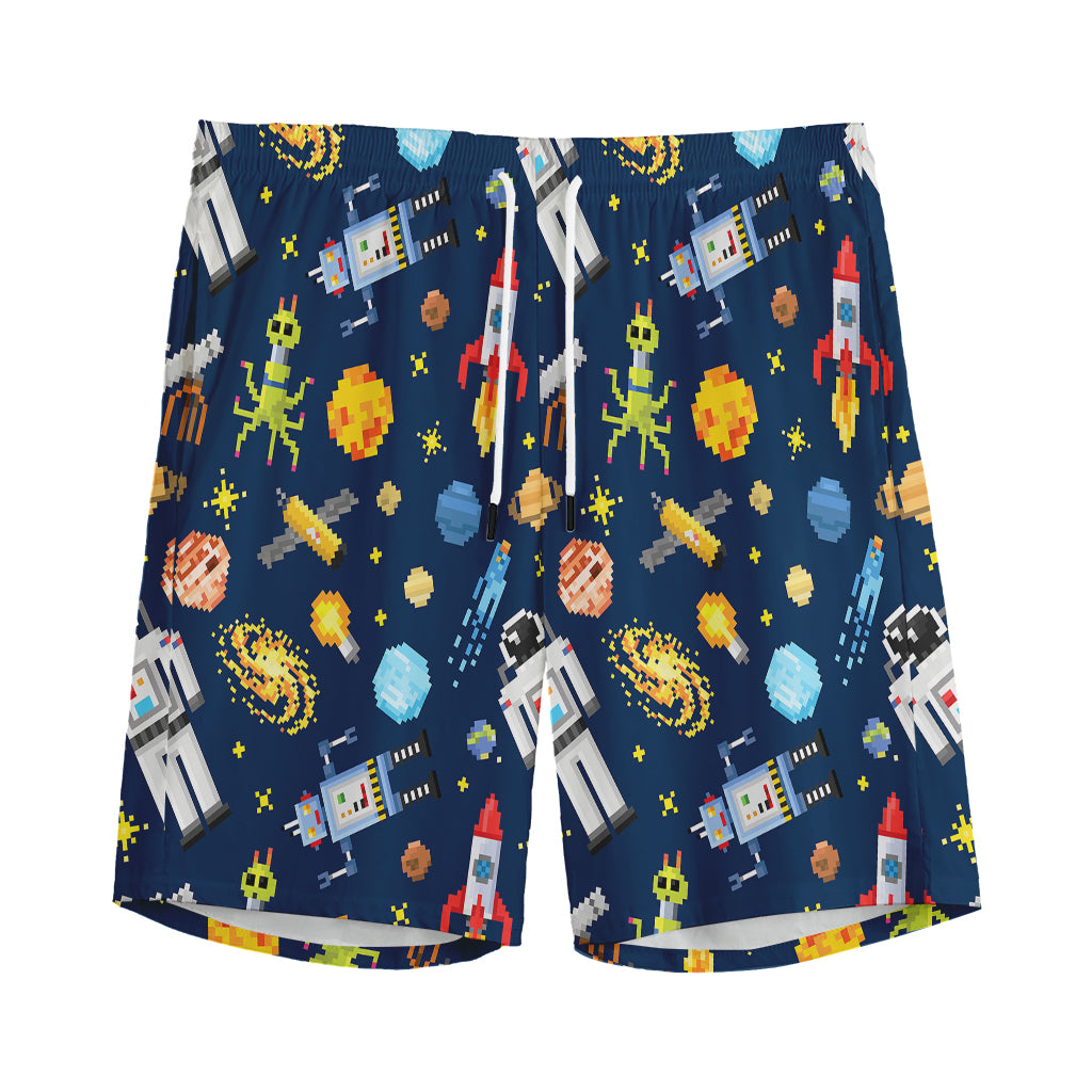 Pixel Space Pattern Print Men's Sports Shorts