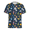 Pixel Space Pattern Print Men's Athletic T-Shirt