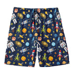 Pixel Space Pattern Print Men's Swim Trunks