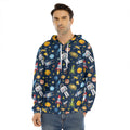 Pixel Space Pattern Print Men's Velvet Pullover Hoodie
