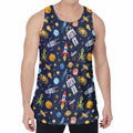 Pixel Space Pattern Print Men's Velvet Tank Top