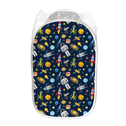 Pixel Space Pattern Print Mesh Laundry Hamper
