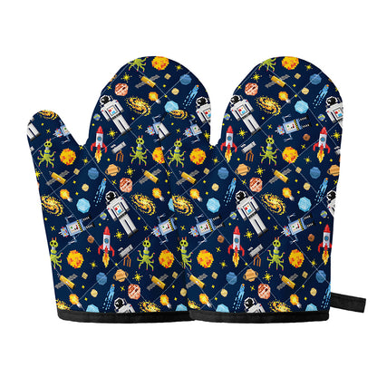 Pixel Space Pattern Print Oven Mitts