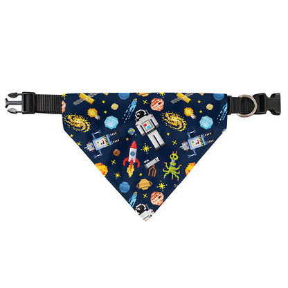 Pixel Space Pattern Print Over The Collar Dog Bandana