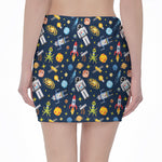 Pixel Space Pattern Print Pencil Mini Skirt