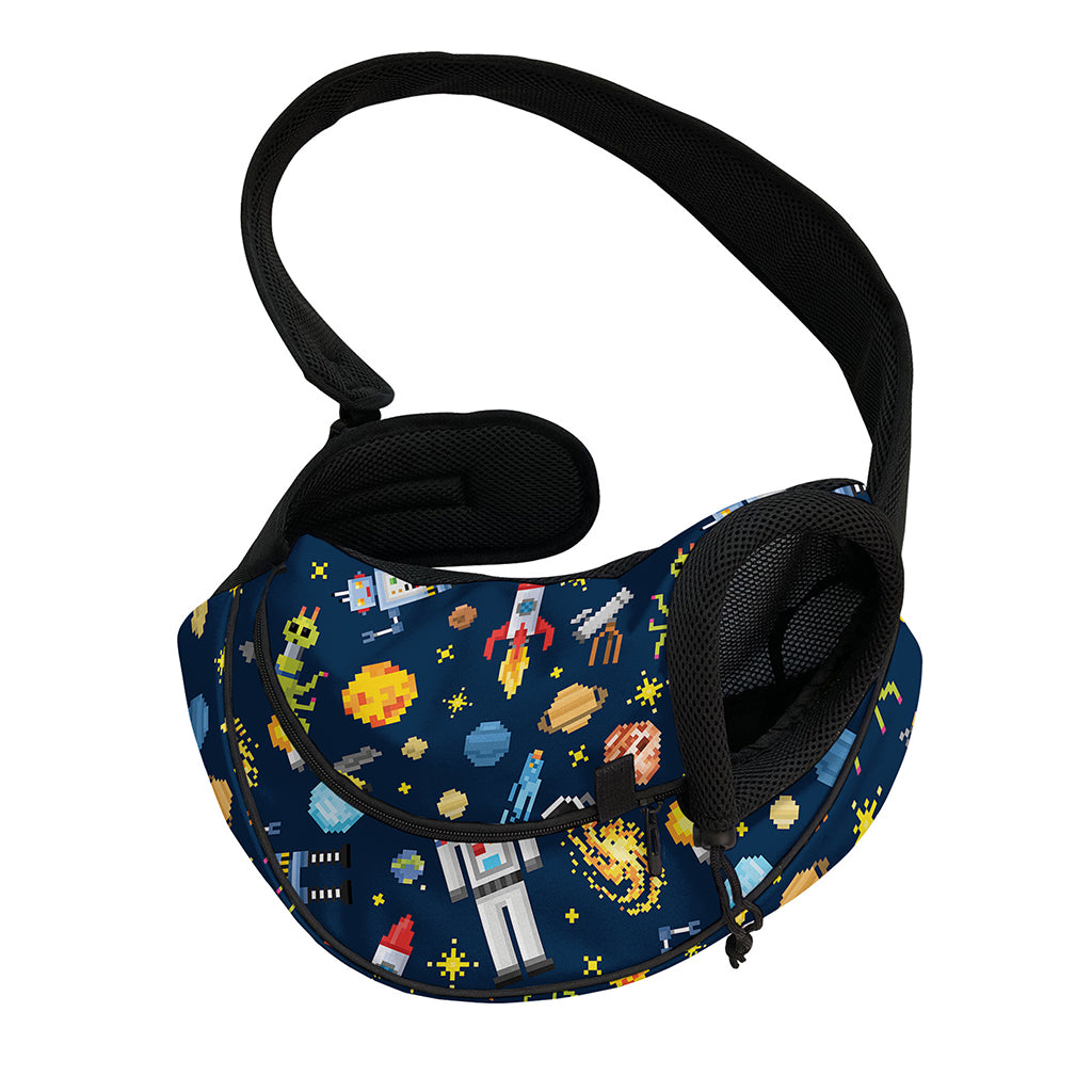 Pixel Space Pattern Print Pet Sling Carrier