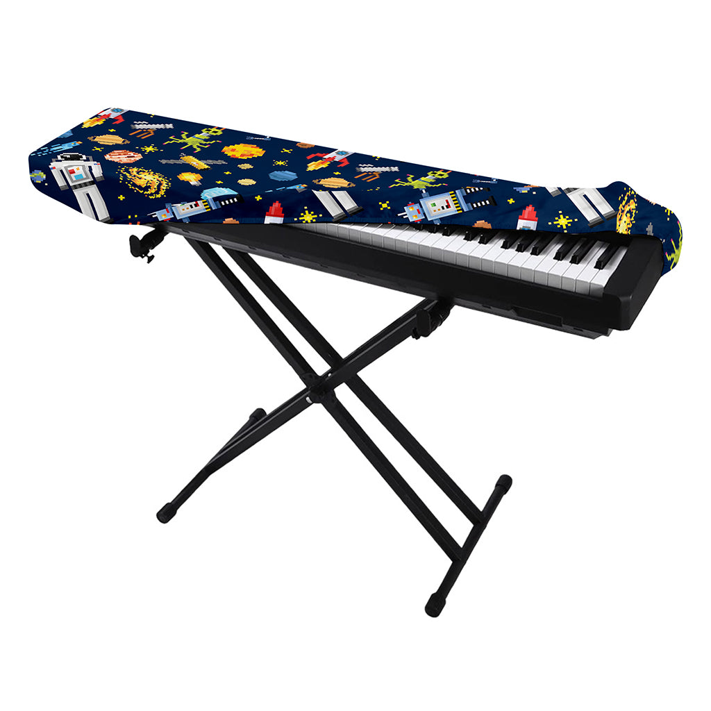 Pixel Space Pattern Print Piano Keyboard Cover