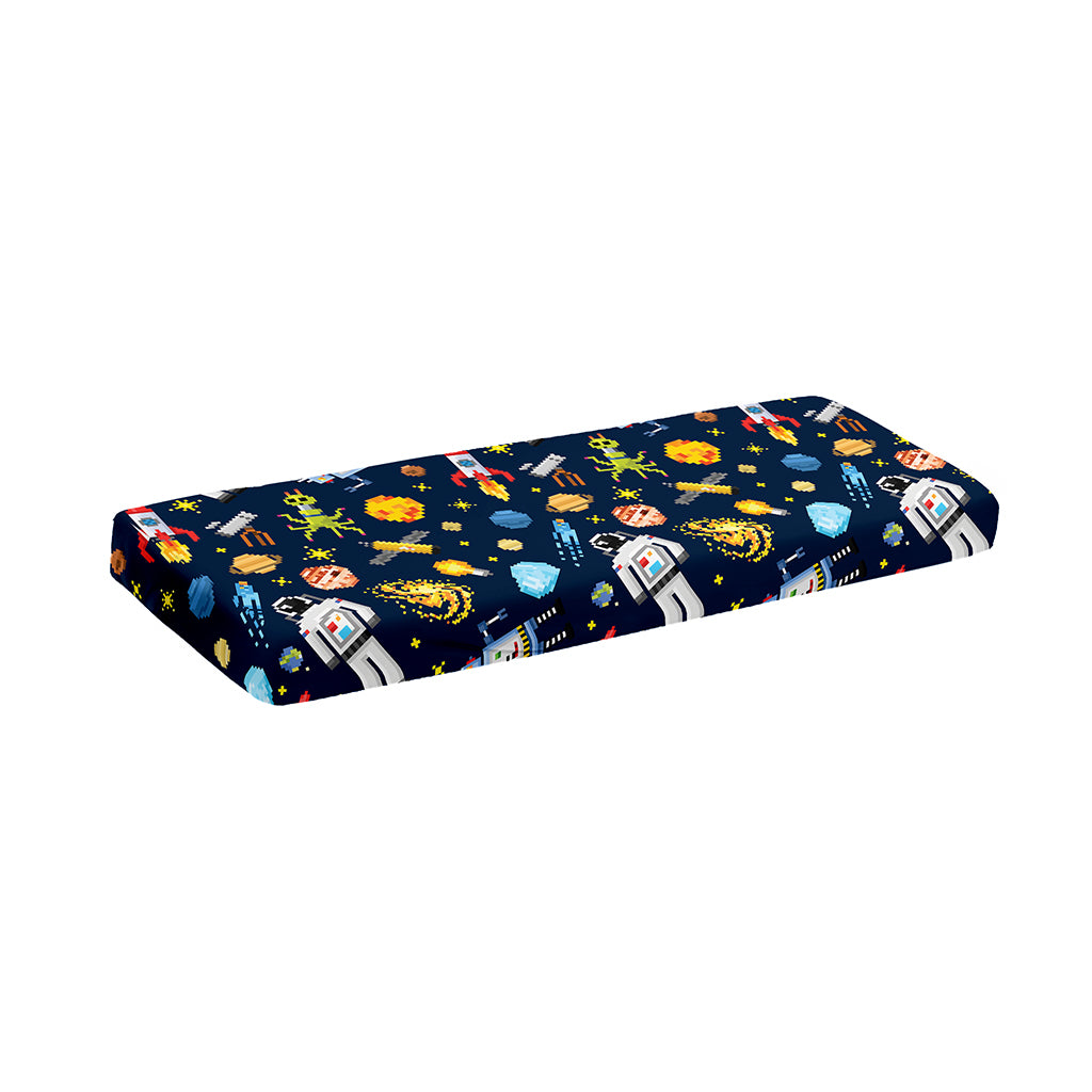 Pixel Space Pattern Print Piano Keyboard Cover